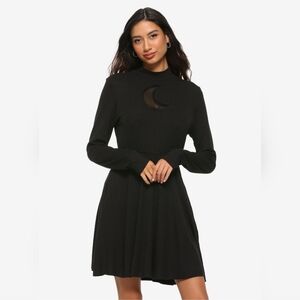 Hot Topic Black Long Sleeve Dress with Crescent Cutout